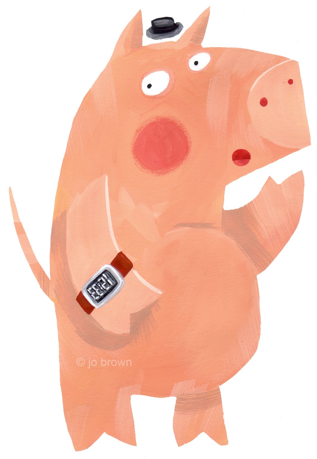 Jo Brown Busy Pig, character study for children’s book