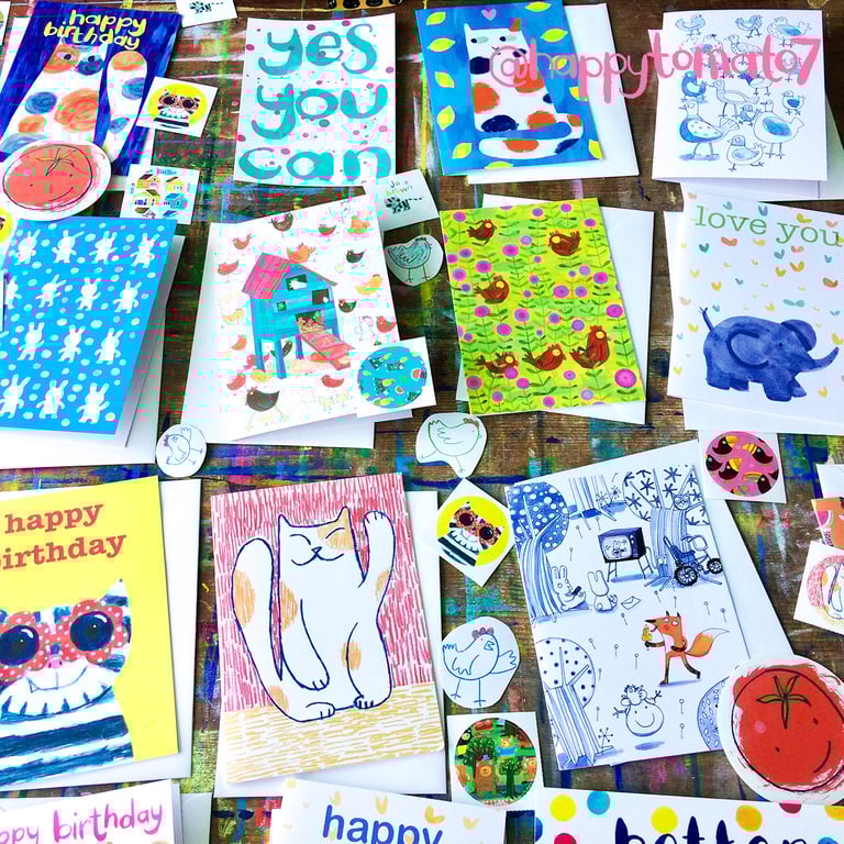 Jo Brown Cards and stickers by Jo Brown, happytomato