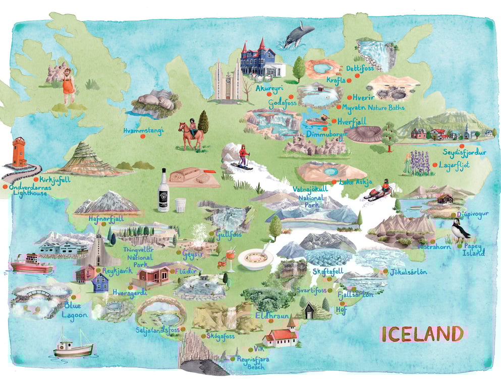 Laura Hallett Map of Iceland