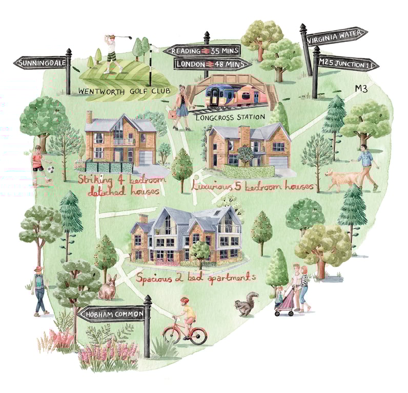 Laura Hallett Map of Upper Longcross, a new development by Crest Nicholson
