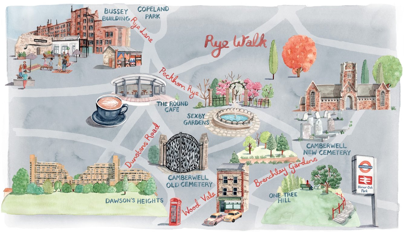 Laura Hallett Map of Peckham Rye for the Financial Times