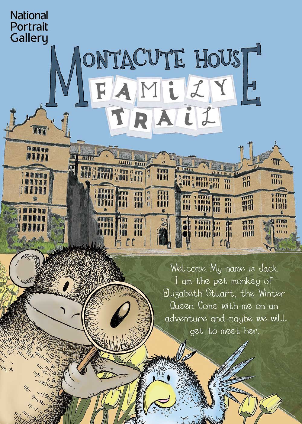 Sally Barnett (INKYMOTES) Montacute House Family Trail booklet (Front Cover) National Trust and National Portrait Gallery