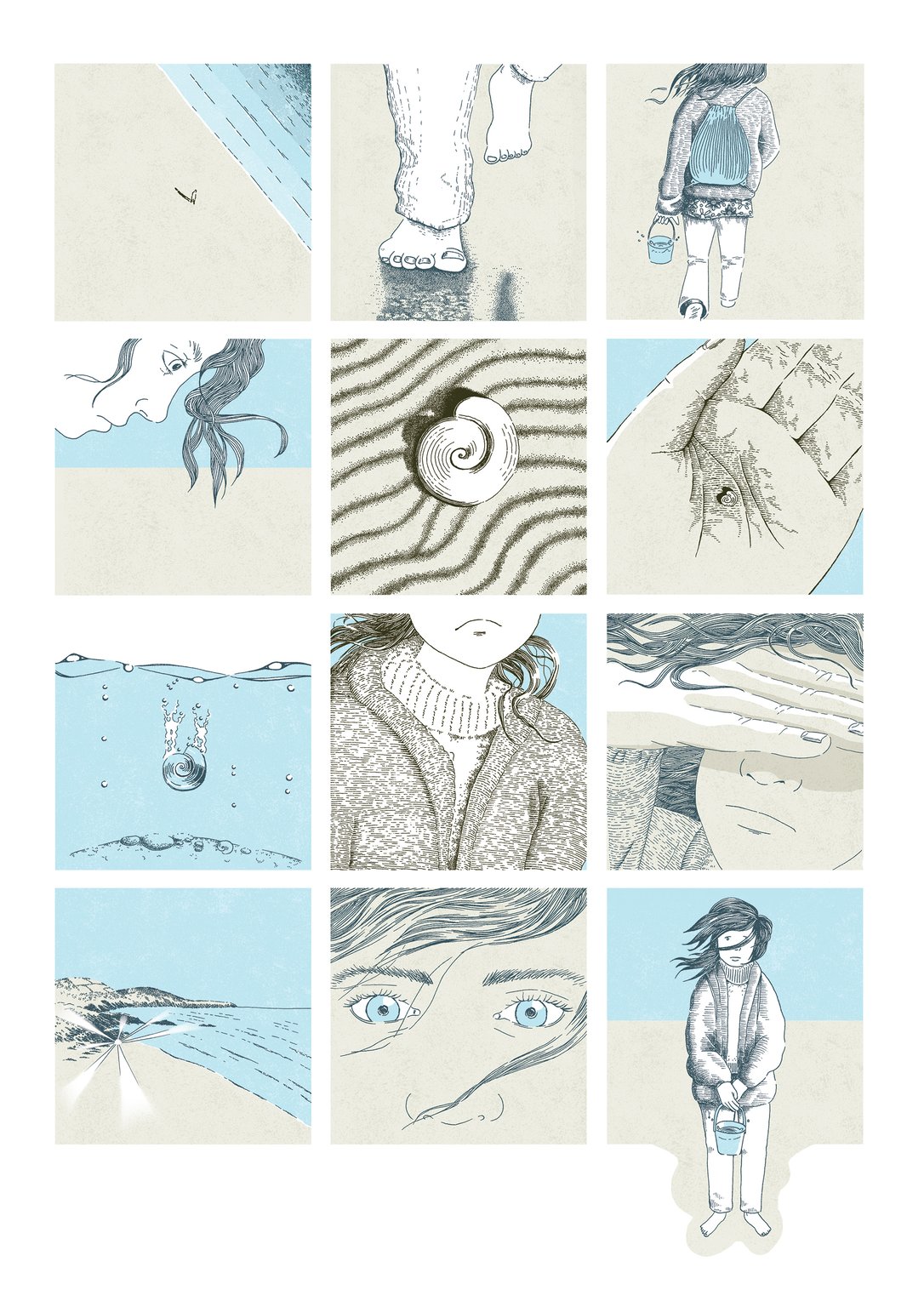 Sally Barnett (INKYMOTES) ‘On The Threshold’ self authored graphic novel ink drawing by Sally Barnett