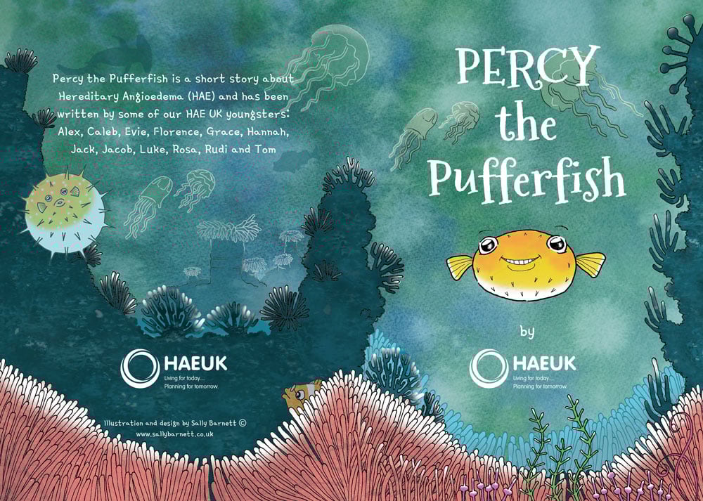 Sally Barnett (INKYMOTES) childrens charity HAE UK book cover design sally barnett illustrator
