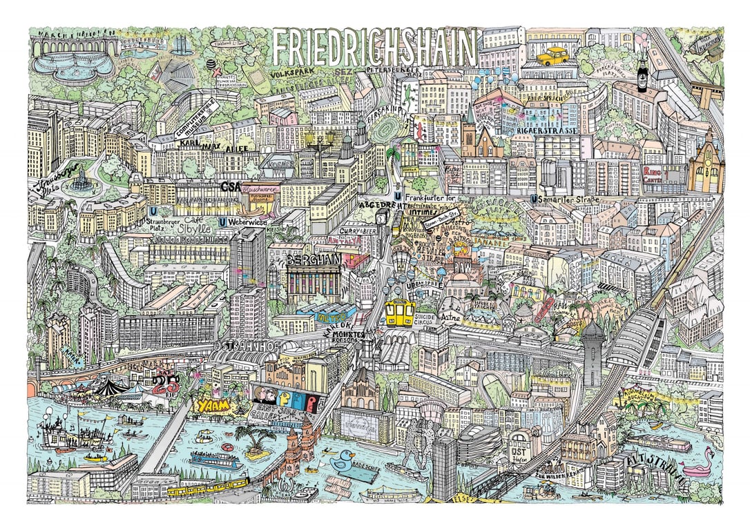 Katherine Kannon Personal project – Illustrated map of Friedrichshain, Berlin
