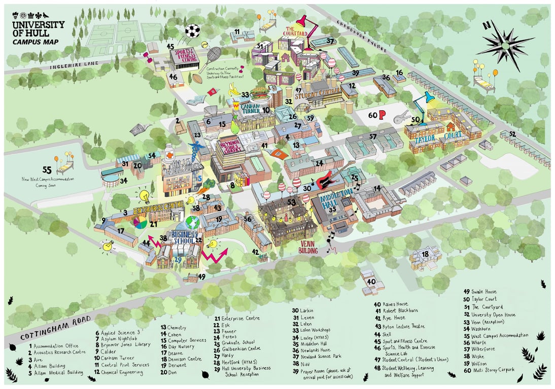 Katherine Kannon Illustrated Campus Map of the University of Hull