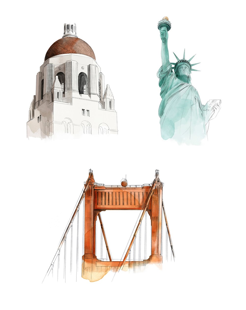 Lauren Crow ICONIQ Location Illustrations