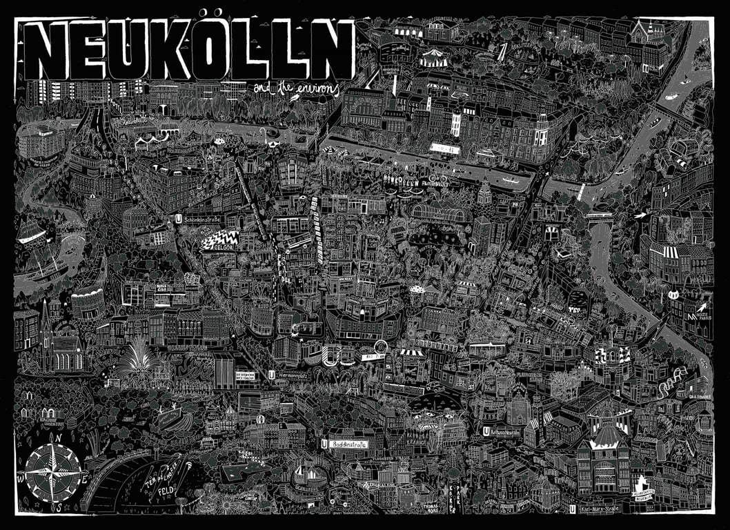 Katherine Kannon Illustrated map of Neukölln, Berlin