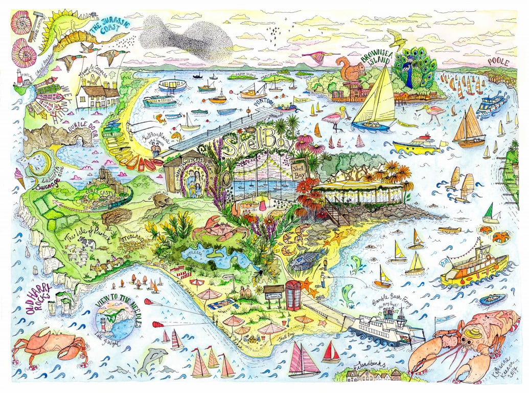 Katherine Kannon Illustrated map of Shell Bay restaurant