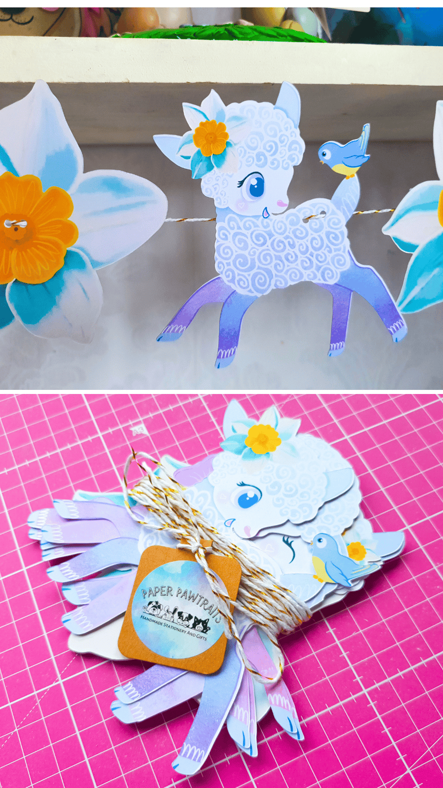 Gemma Lorente-Shore Lamb and flower garland hole stationery