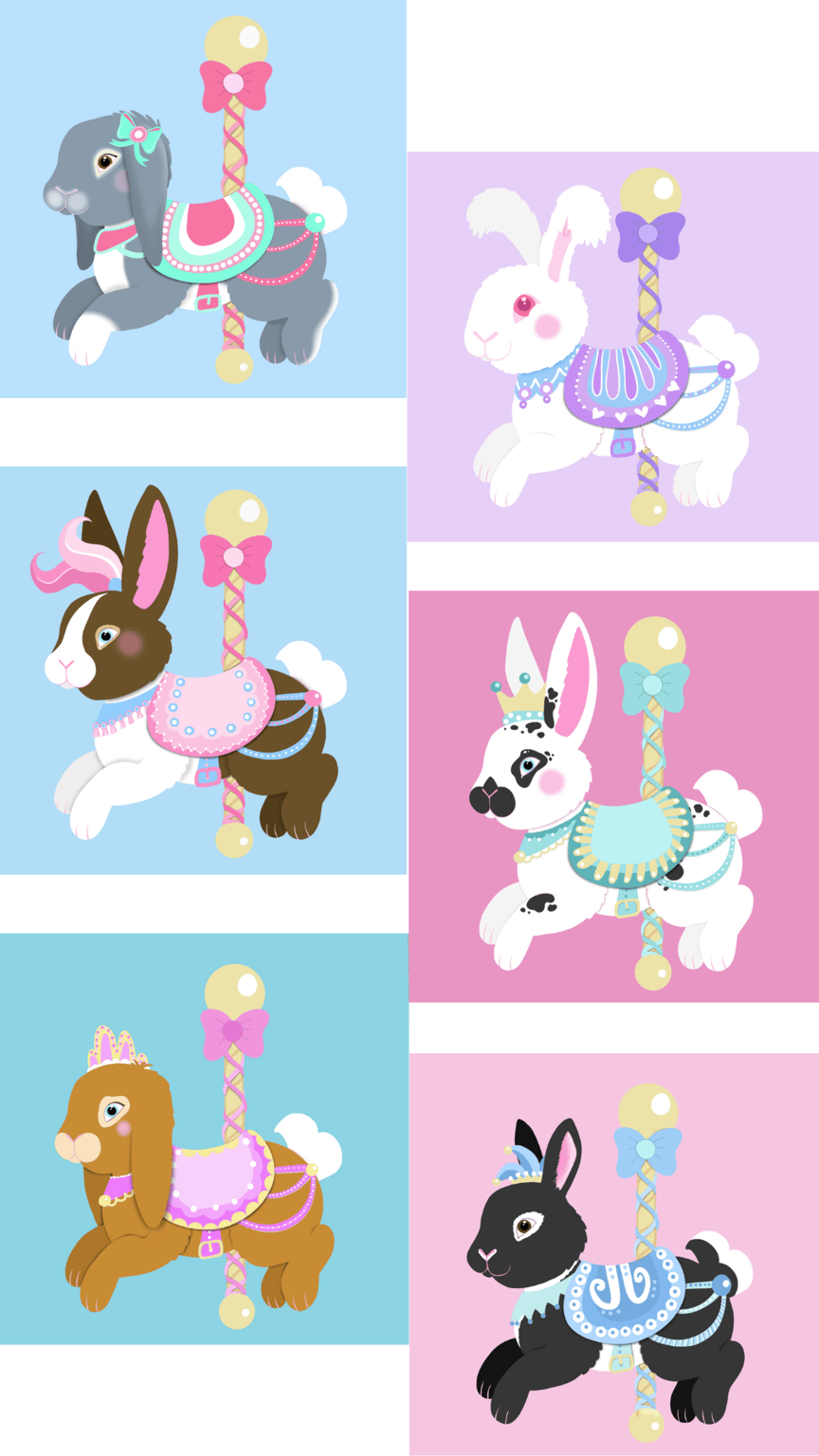 Gemma Lorente-Shore Rabbit carousel Fairground illustrations