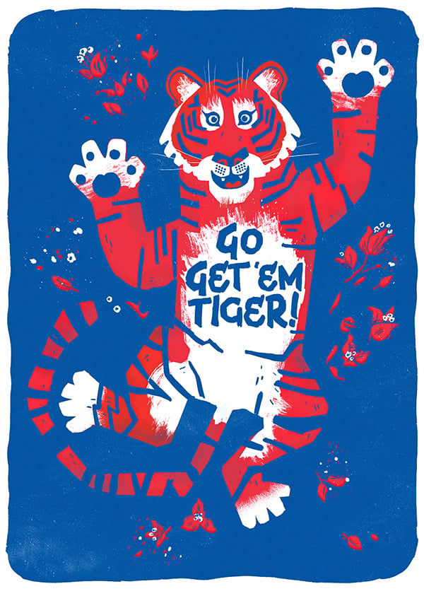 Chris Dickason Chris Dickason Go Get ‘Em Tiger! Greetings Card Illustration
