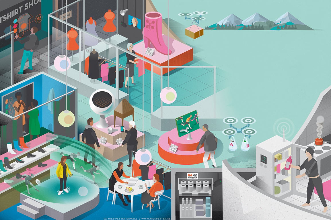 Nils-Petter Ekwall Future of retail editorial illustration