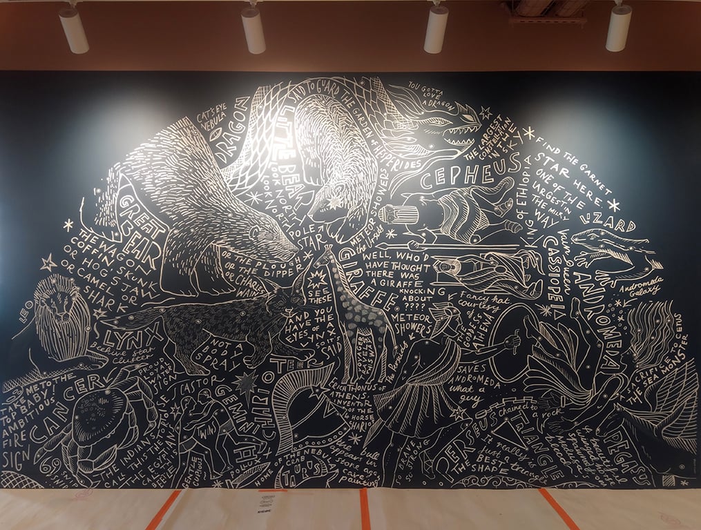 Helen Cann Mural of Midsummer stars for Unity Technology.