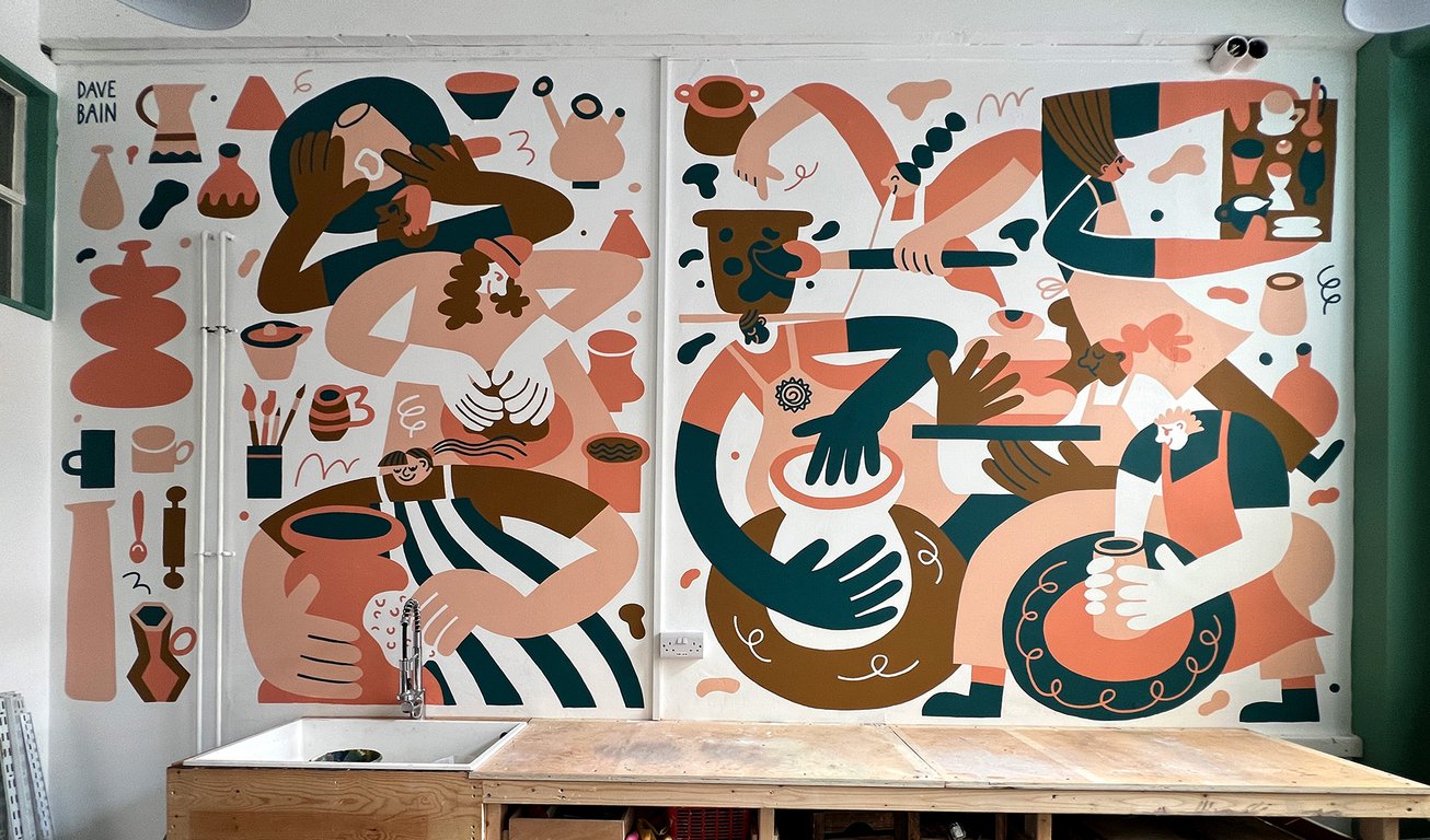Dave Bain An interior mural for a pottery space