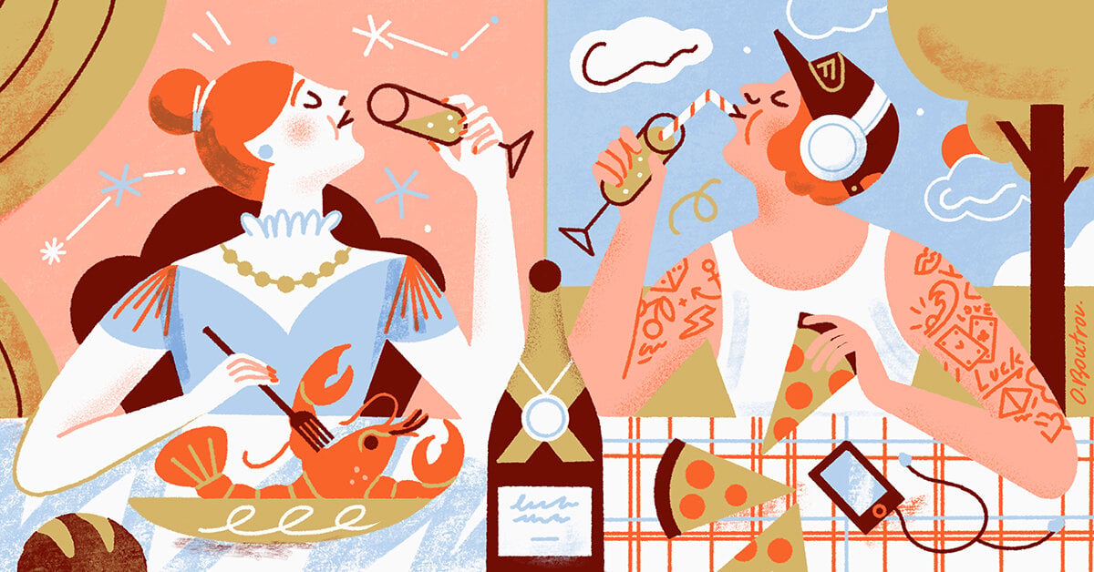 Olivia Boutrou Editorial illustration for figaro Vin
