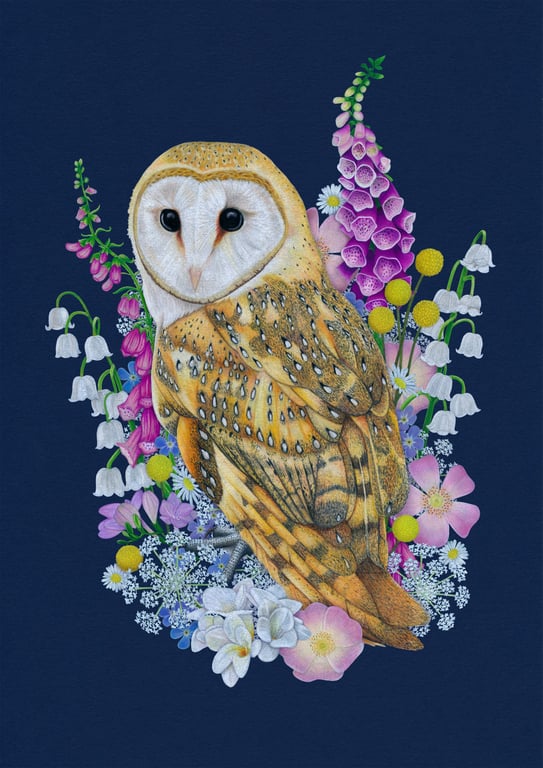 Mat Williams Owl in Flowers