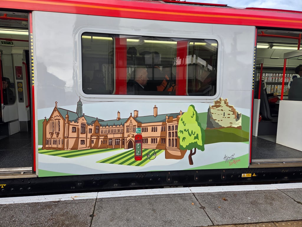 Arry Cain Gladstones Library & Hawarden Castle panel Illustration for Train livery , this image is one panel out of a total of 13 across 3 carriages of C230 Wrexham-Liverpool Train