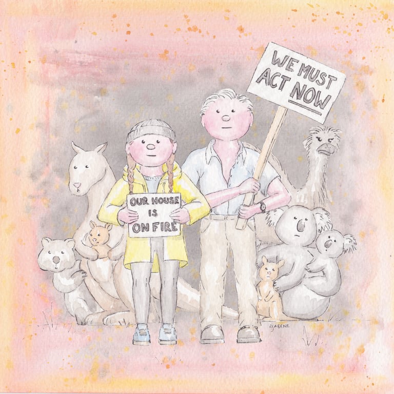 Rebecca Sabene (Sebecca Ltd) ‘Our House is on Fire’ by Rebecca Sabene