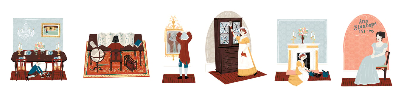 Illustrated by Liz Kay Historical illustrations for Canon Hall
