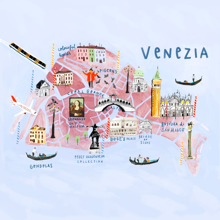 Danielle Rhoda An illustrated map of Venice