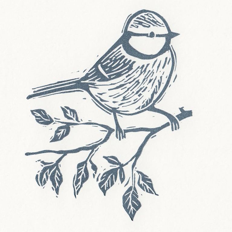Michelle Hughes Design Blue tit linocut print