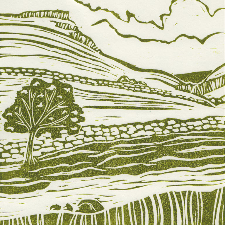 Michelle Hughes Design Goredale Scar linocut print