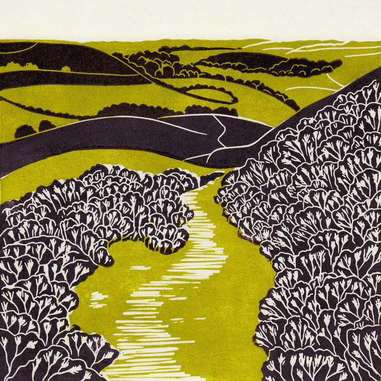 Michelle Hughes Design Hole of Horcum linocut print