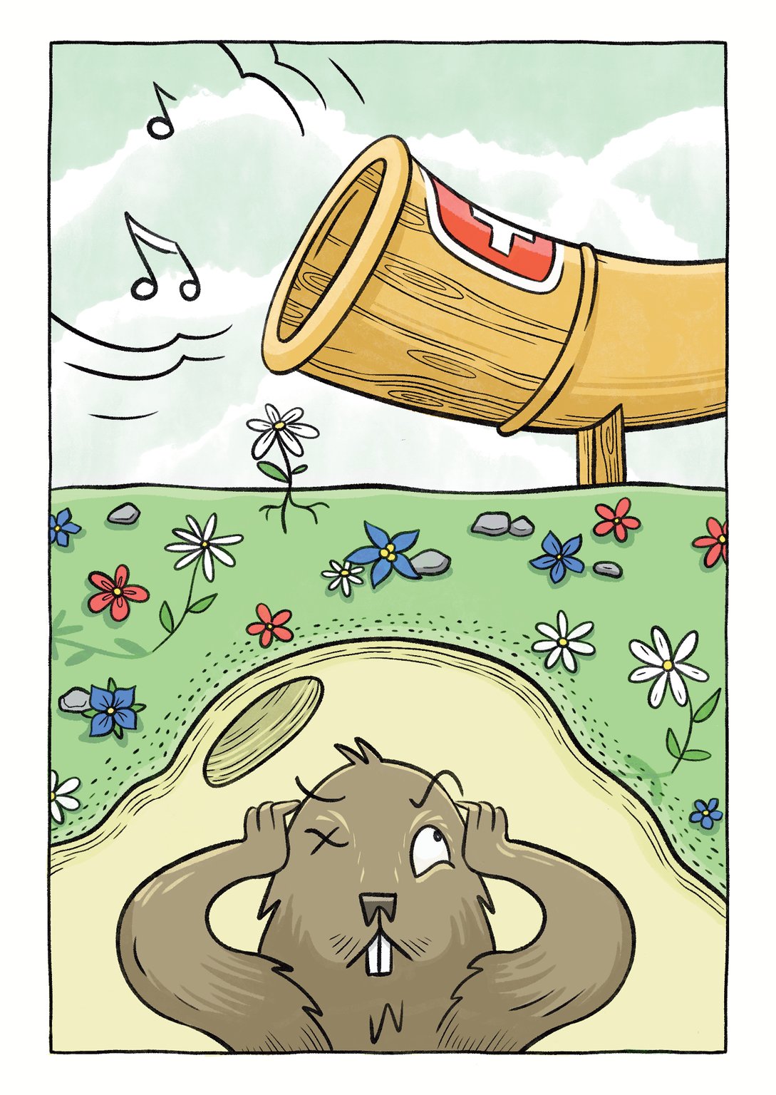 Mathilde Heu Groundhog woken up by a alphorn