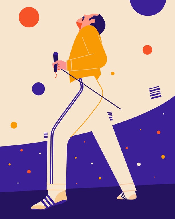 Monsie Freddie Mercury inspired illustration created for inktober art challenge