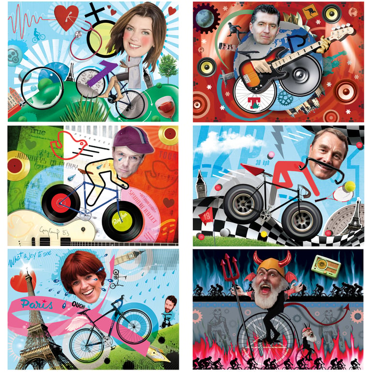 Paul Bateman Cycling Celebrities – Editorial Portrait Fun Humour Collage