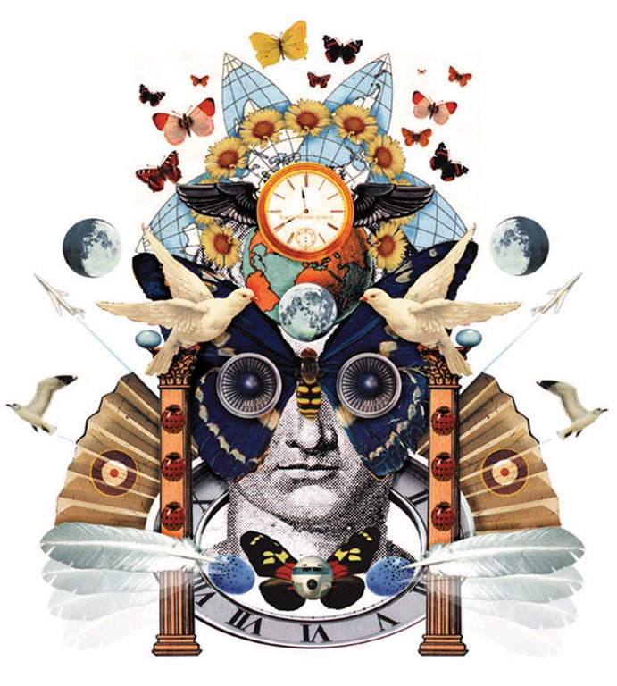Paul Bateman Flying – Portrait Editorial Poster Symmetry Collage