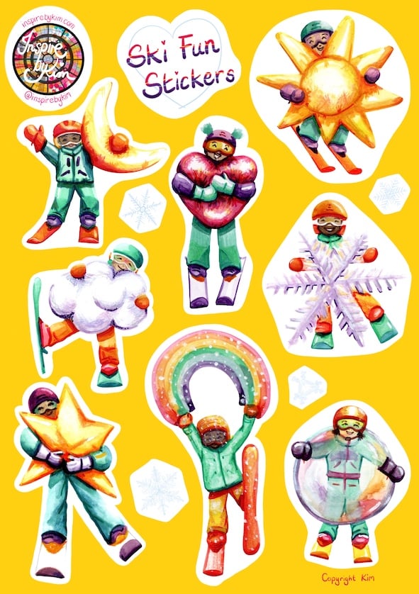 Inspire by Kim - Kimberley Kay Ski Fun Stickers – Copyright Kim