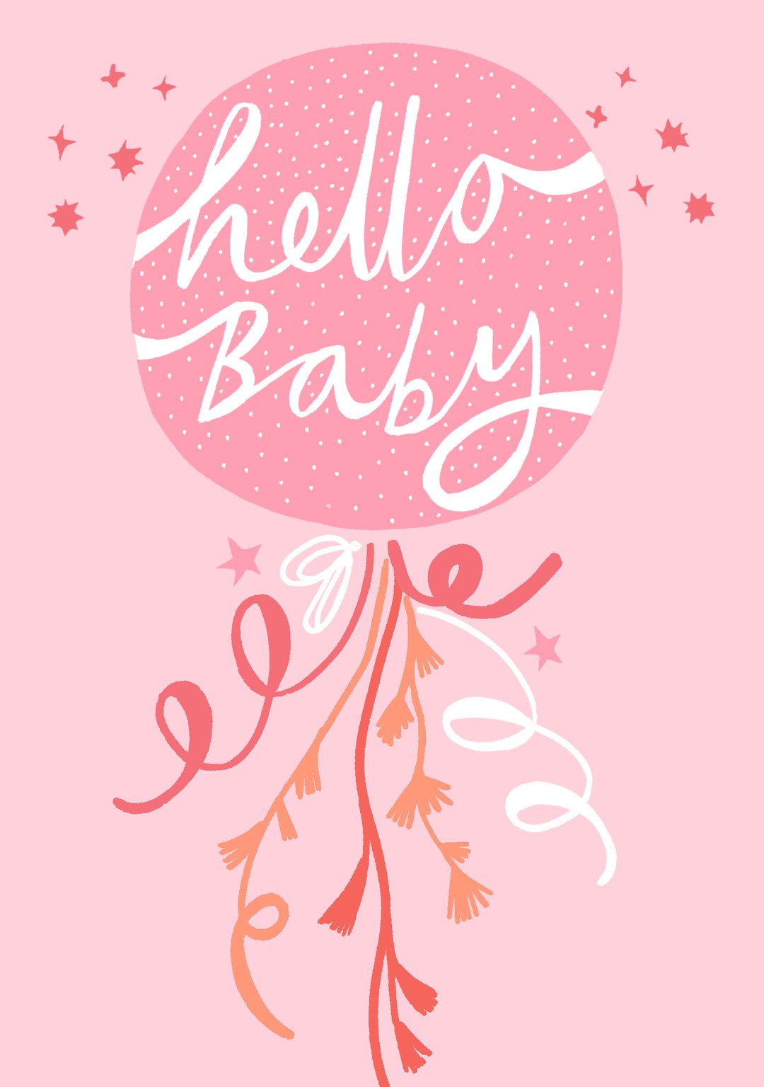 Stella Isaac Illustration hello baby balloon girl