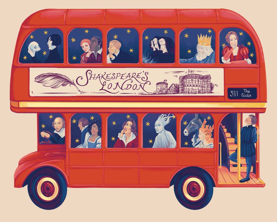 Alejandra Penaloza London Calling Globe Theatre Spot Illustration