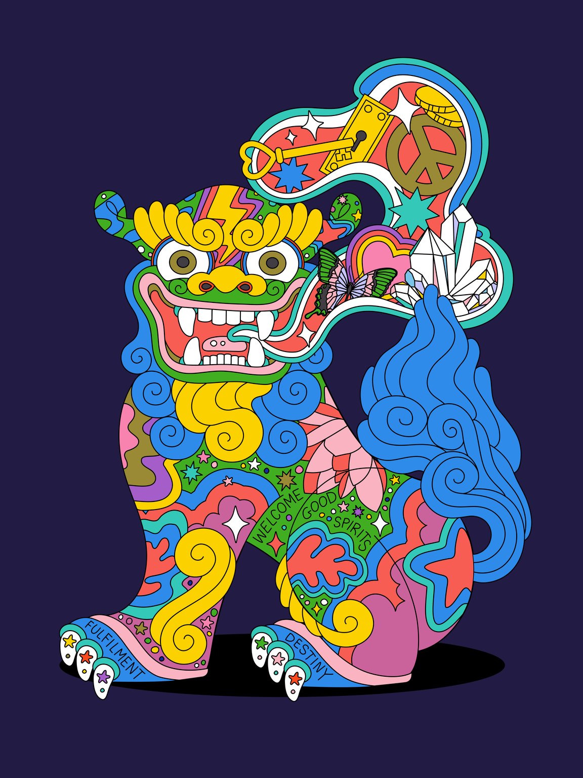 SEASONOFVICTORY aka Linda Baritski Shisa Dog 1 of 2 Good Luck Guardian Protector, Good Spirits, Fulfilment, Destiny,aapi