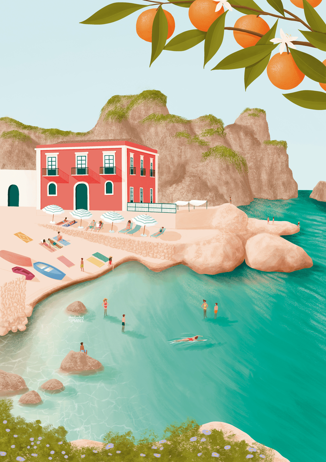 Mabel Sorrentino Sicily Illustration_Tonnara Di Scopello by freelance illustrator Mabel Sorrentino_Illustrated By Mabel