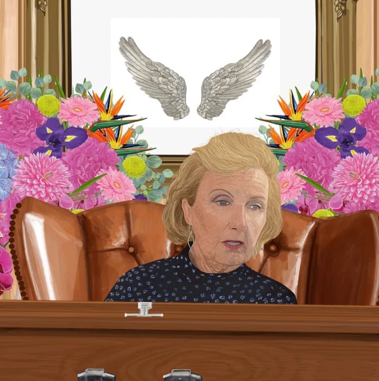 Cathy Whittall Dee with Coffin
