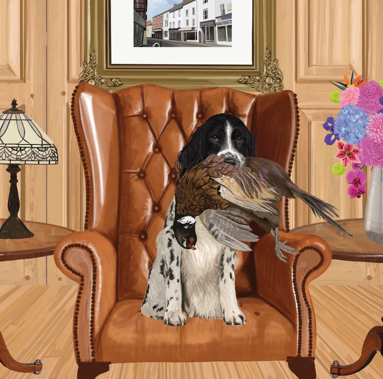 Cathy Whittall Spaniel in Paneled Room