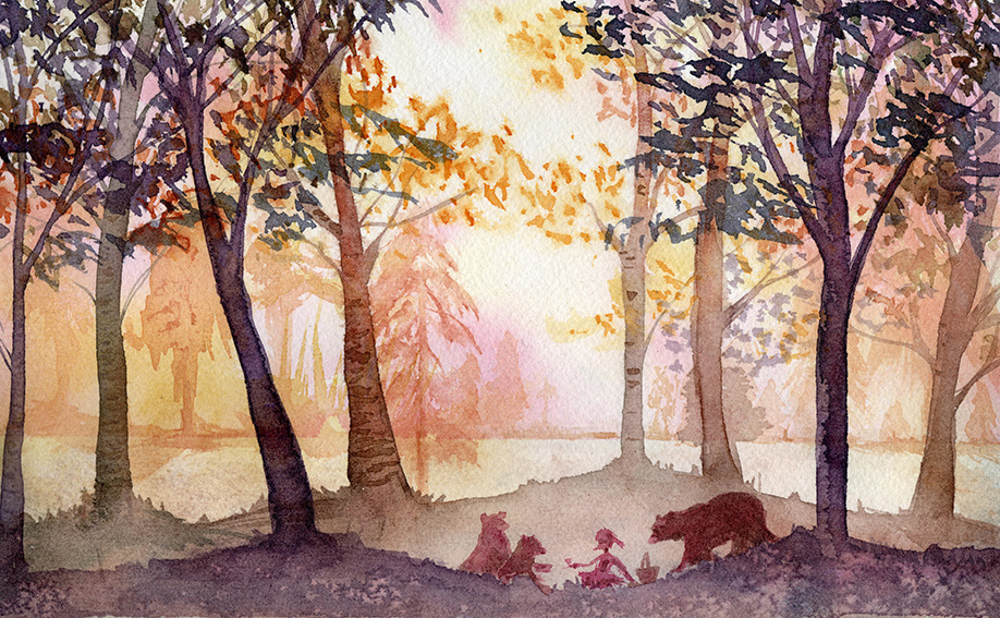 Jacinta Read Girl and bears in woodsSM