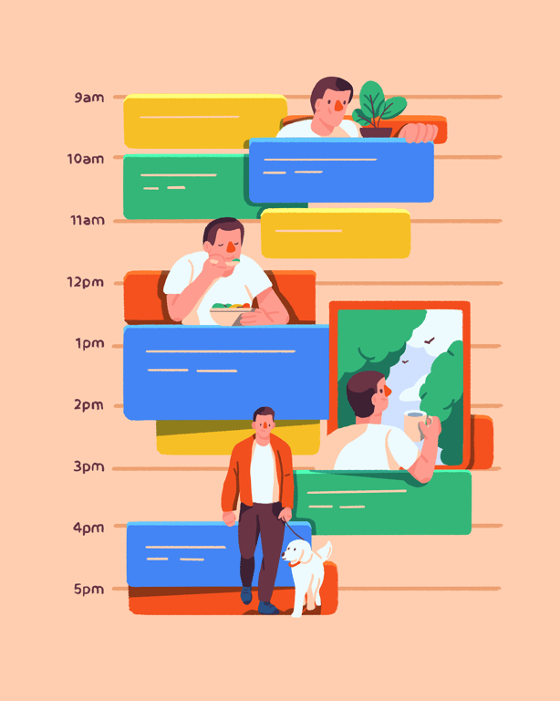 Somewan Taking small breaks throughout the day
