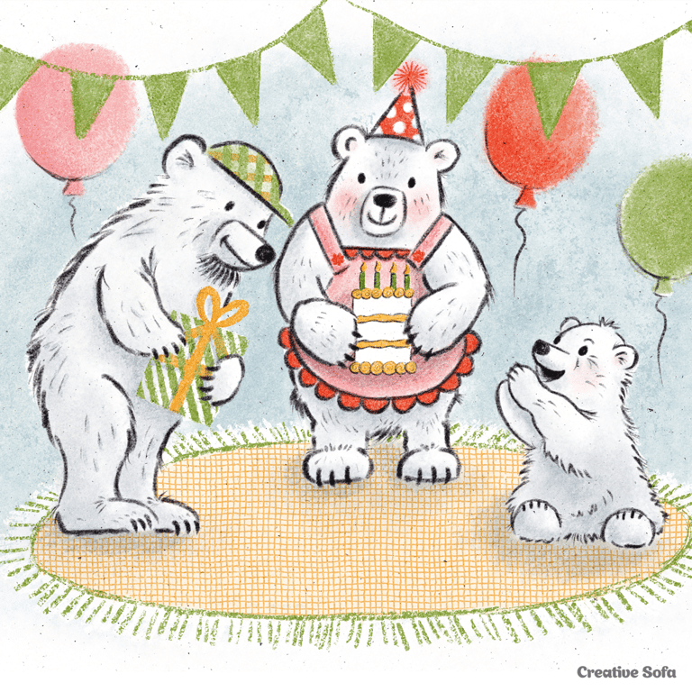 Lisa Miles, Illustrator at Creative Sofa Polar Bears Celebration Picture Book Illustration