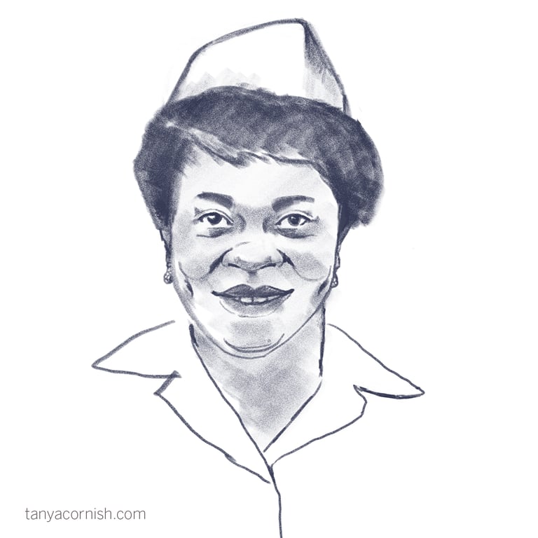 Tanya Cornish Portrait of Margaret Okwanga for London Transport Museum