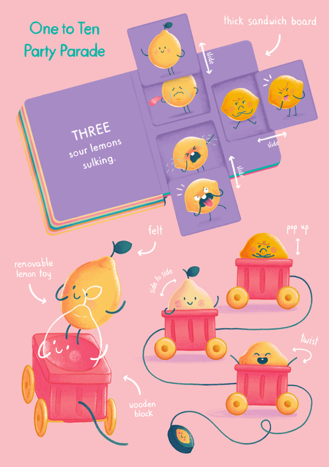 Rhi Sanderson Sulking Lemons Board Book & Pull Toy