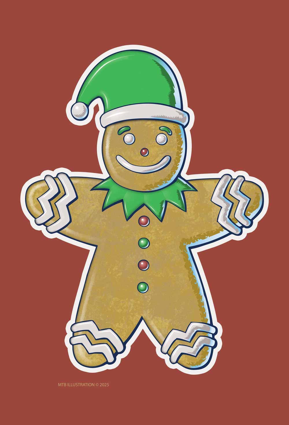MTB Illustration Cheerful Christmas Gingerbread Man