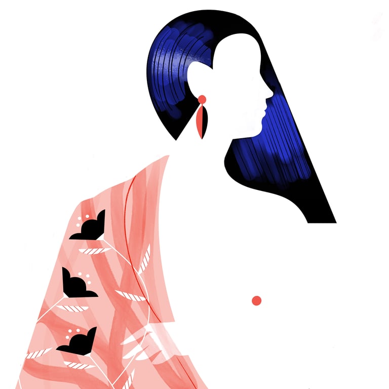 Fabulous Fashion illustration from AOI Members Dressing Gown
