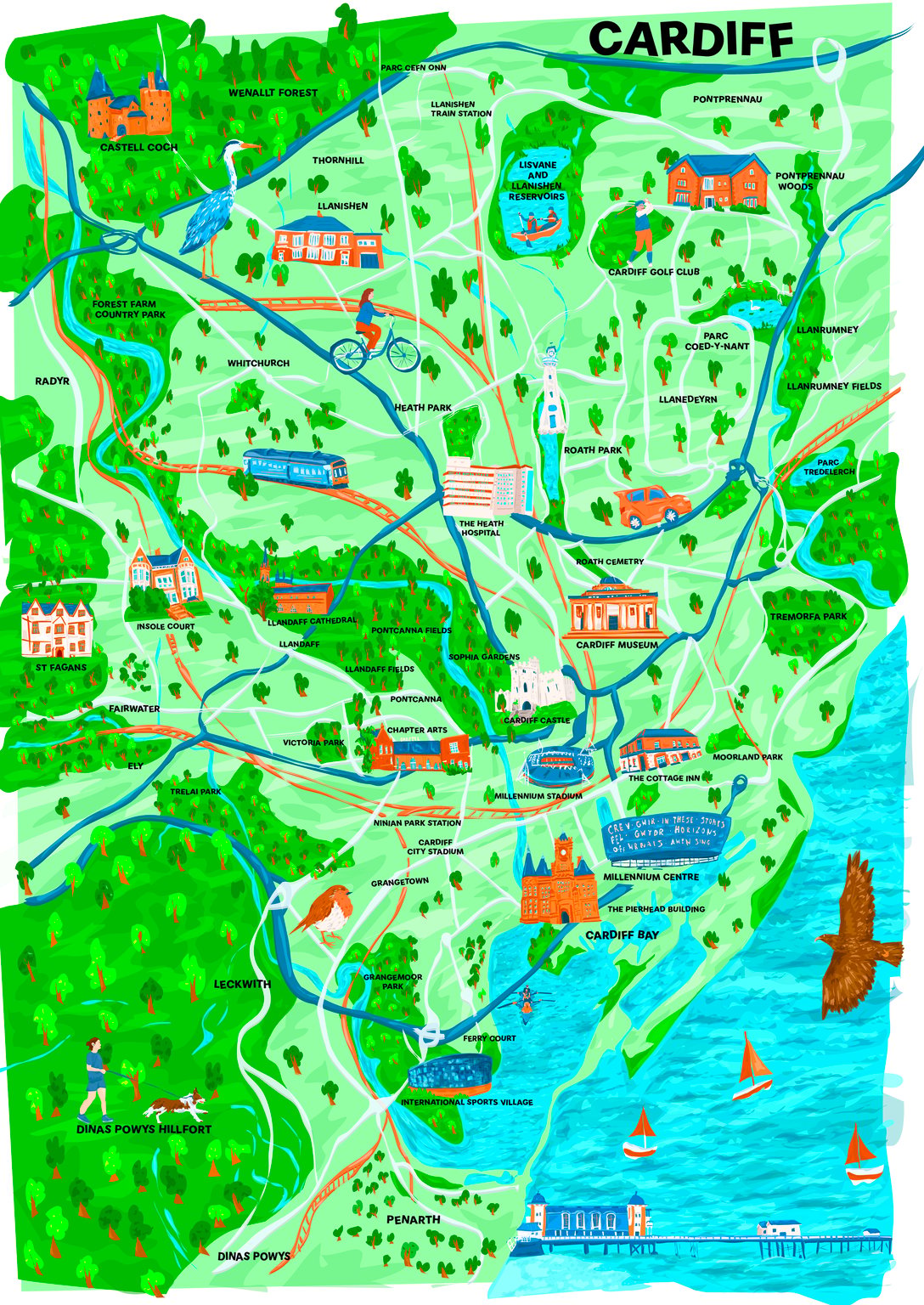 Naomi Ann Clarke Cardiff Illustrated Map