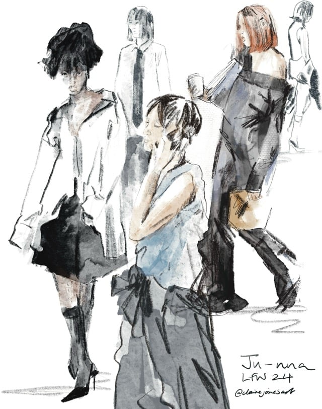 Claire Jones Clairejonesart Ju-nna fashion show illustration