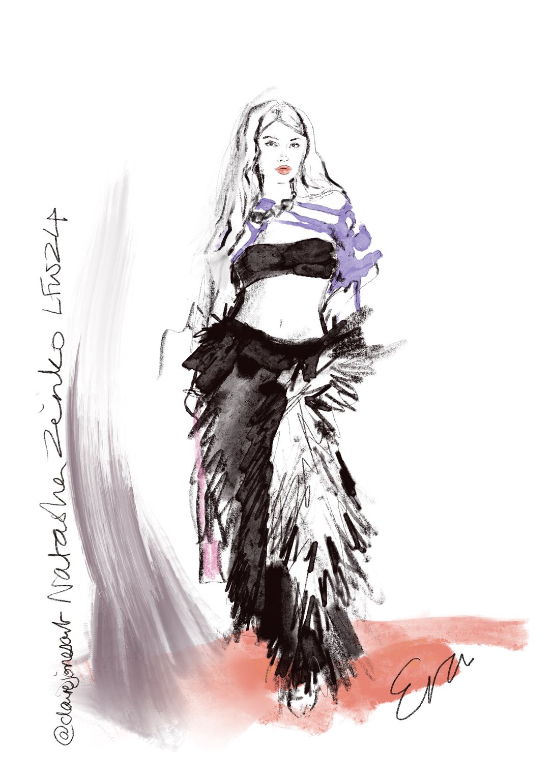 Claire Jones Clairejonesart_natashazinko_guestwearingNZ_lfw24
