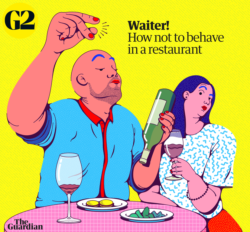 Inma Hortas @inlohographics The-Guardian-Inma-Hortas-illustration-editorial-chefs-hate-bad-behaviour-manners-inlohographic-Cover